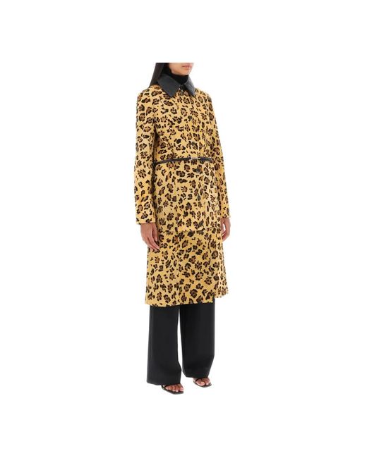 Leopard motif ponyskin coat Saks Potts de color Metallic
