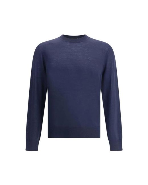Round-Neck Knitwear DSquared² de hombre de color Blue