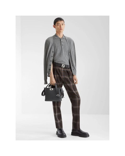 Fendi Brown Slim-Fit Trousers for men