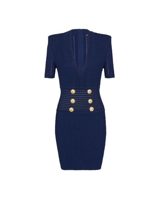 Balmain Blue Knitted Dresses