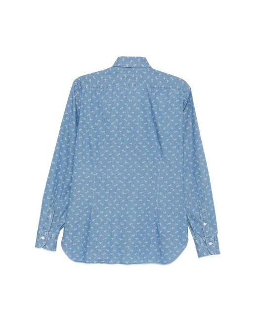 Barba Napoli Blue Casual Shirts for men