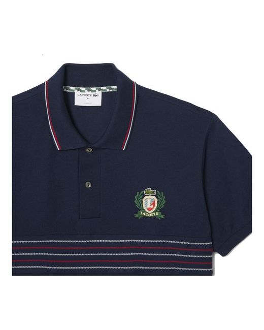 Lacoste Tops ,Blauw ,Katoen Geborduurd Crest Polo Shirt in het Blue voor heren