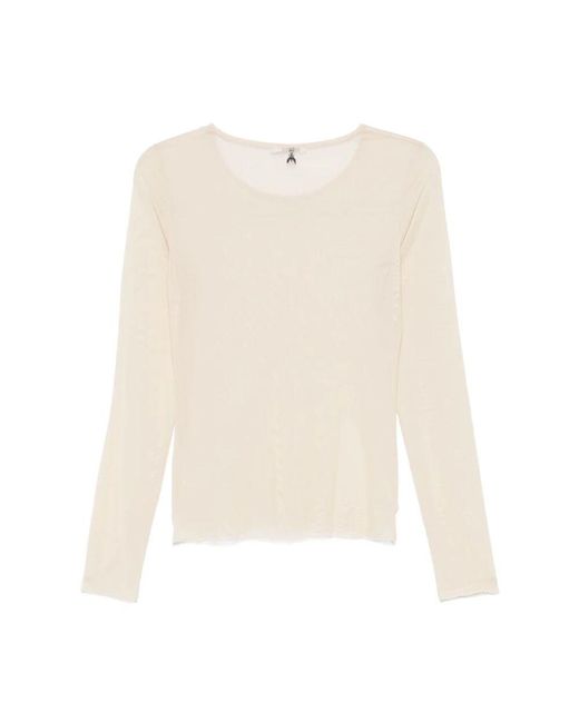 Patrizia Pepe White R rundhals langarm-top