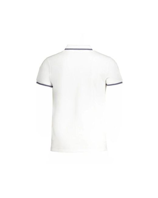 Polo in cotone bianco con ricamo di Roberto Cavalli in White da Uomo