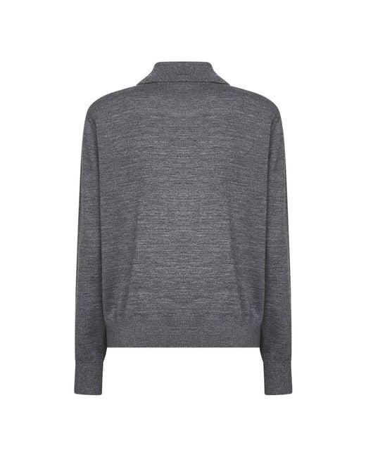 Dries Van Noten Grijze Wollen Trui Met Polokraag in het Gray