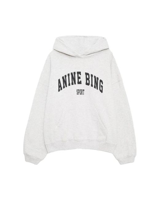 Heather grey oversized hoodie di Anine Bing in White