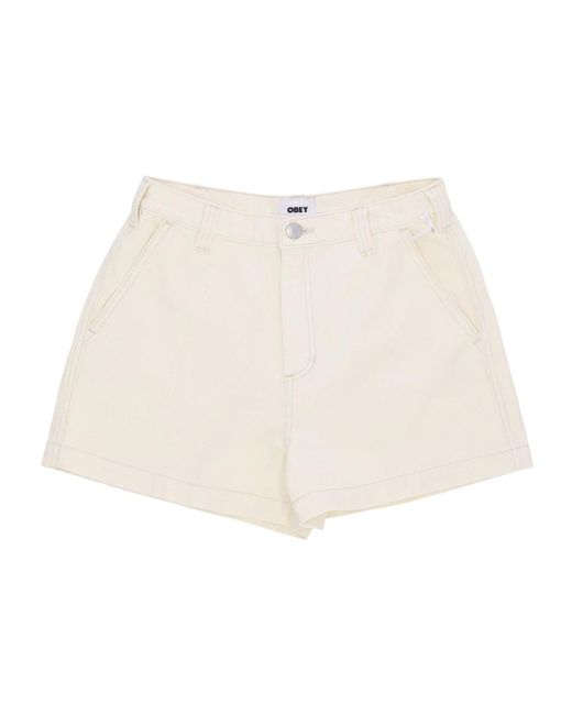 Obey Denim Shorts in het Natural