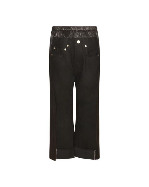 Junya Watanabe Broeken ,Zwart ,Denim Pleated-Panel Pants in het Black