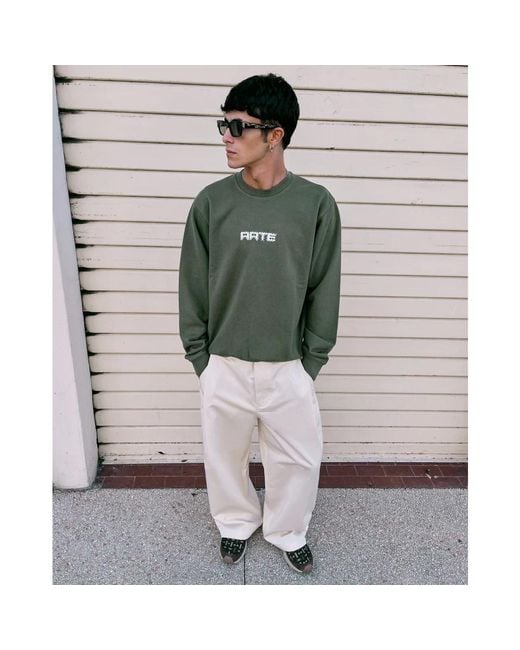 Arte' Grüner Pixel Crewneck Sweatshirt in Green für Herren