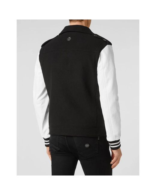 Philipp Plein Jassen ,Zwart ,Leather Jassen in het Black voor heren
