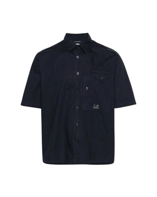 C P Company Kurzes popeline-hemd in Blue für Herren