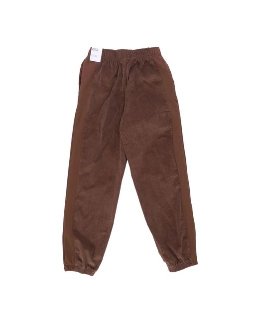 Nike Fitness ,Bruin ,Katoen Corduroy Fleece High-Waisted Trainingsbroek in het Brown