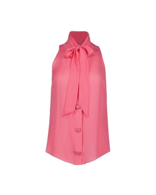 Blusa sin mangas de seda Moschino de color Pink