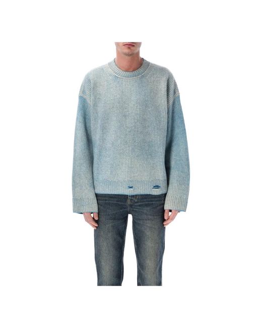 Represent Truien & Vesten ,Blauw ,Wol Reversible Fade Out Sweater in het Blue voor heren