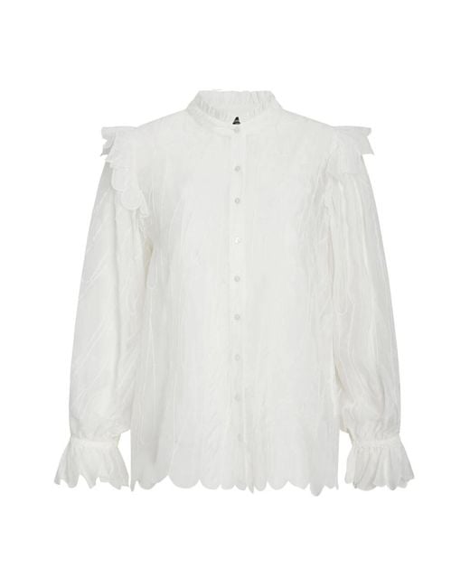 Bruuns Bazaar White Feminine bluse mit stickerei