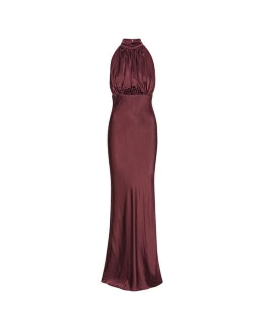 ROTATE BIRGER CHRISTENSEN Red Burgundy Maxi Dress