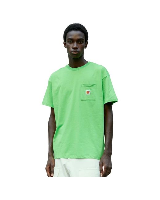 T-shirt in cotone con logo sul petto di Sky High Farm in Green da Uomo