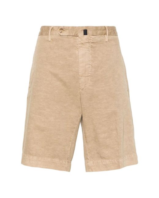 Incotex Baumwoll-leinen-shorts mit taschen in Natural für Herren