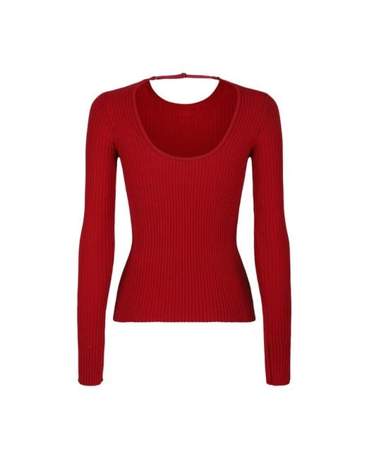 Courreges Red Round-Neck Knitwear