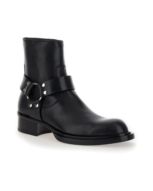 Alexander McQueen Schwarze Leder Stiefeletten Reißverschluss in Black für Herren