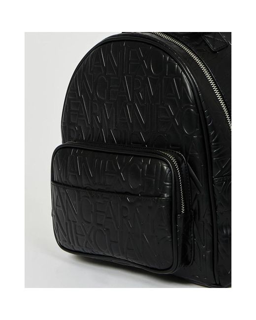 Armani Exchange Black Stilvoller schwarzer logo-druck rucksack