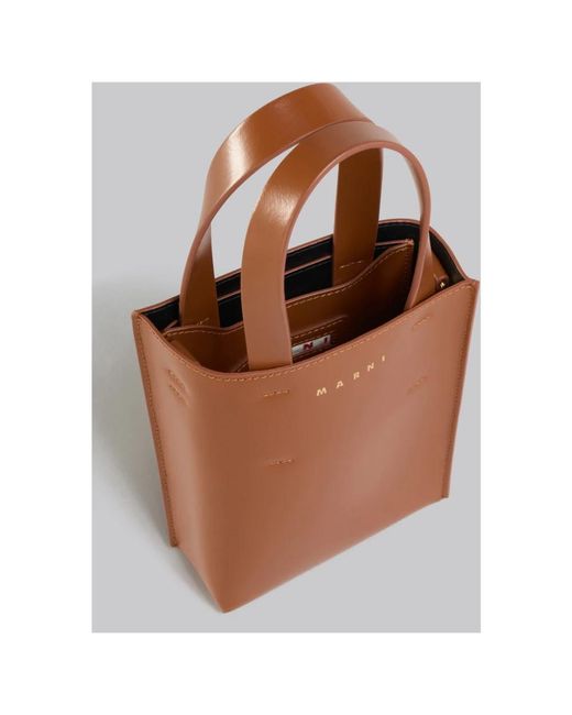 Marni Brown Einkaufstasche aus kalbsleder mit innentasche,leder tote tasche mit innentasche