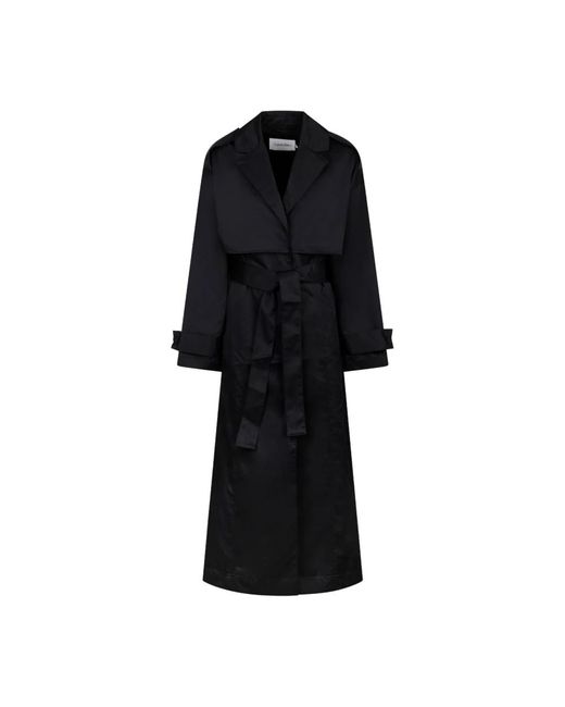 Trench coat nero oversize di Calvin Klein in Black