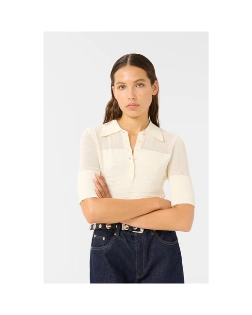 Gestuz Gebreide Polo Top in het White