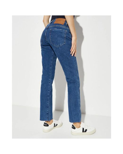 One Teaspoon Jeans ,Blauw ,Katoen Blauwe Trucker Straight Low Waist Jeans in het Blue