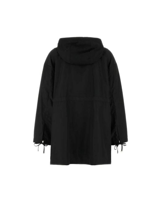 Moncler Jassen ,Zwart ,Polyester Zwarte Jas Met Ritssluiting En Trekkoord Taille in het Black