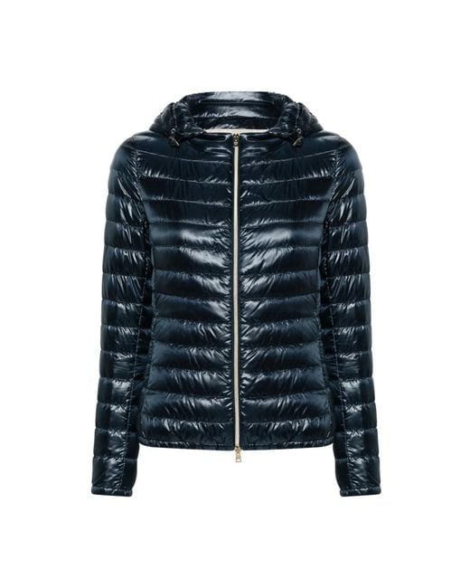Herno Blue Blaue daunenjacke mit kordelkapuze