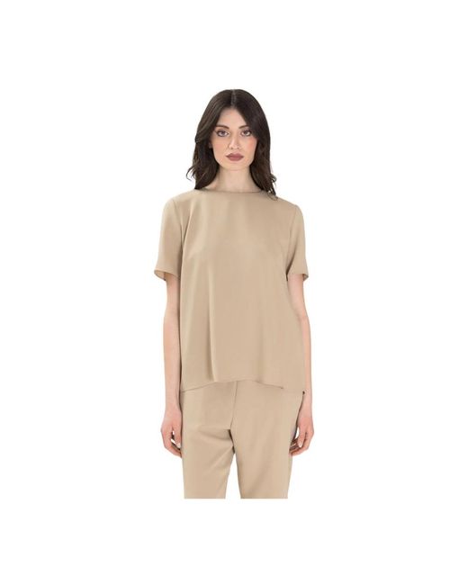 P.A.R.O.S.H. Tops ,Polyester Panty Blouse in het Natural