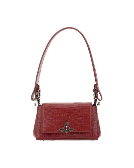 Vivienne Westwood Rode Krokodil-Effect Leren Top Handvat Tas in het Red