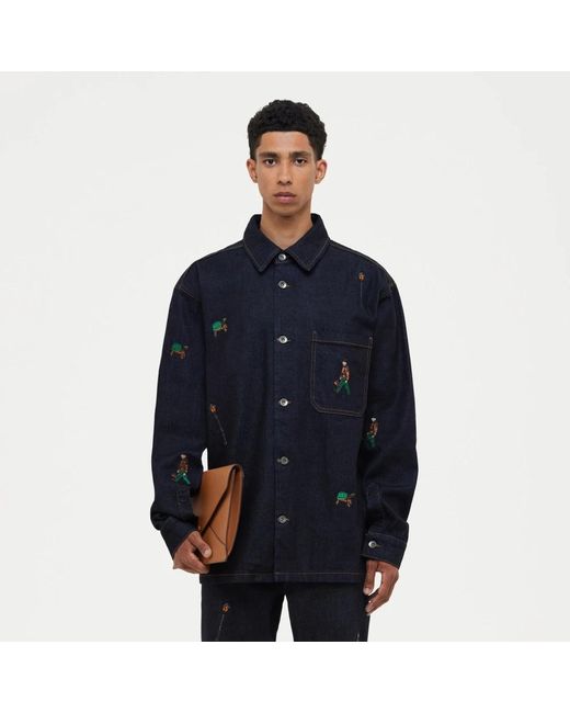 flâneur Besticktes Relikte Raw Denim Hemd in Black für Herren
