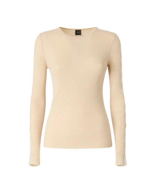 Pinko Natural Round-Neck Knitwear