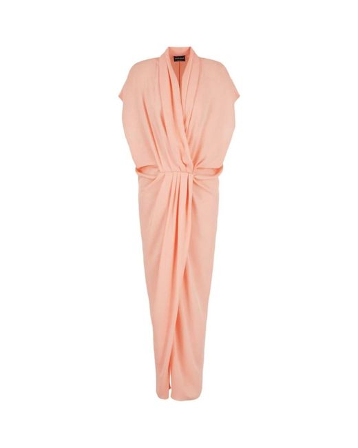 Giorgio Armani Pink Seidenkleid mit drapiertem v-ausschnitt