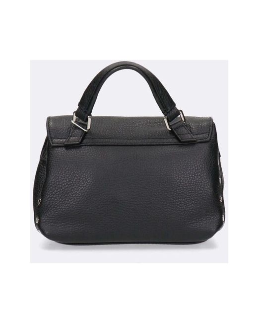 Borsa a tracolla in pelle nera con chiusura a scatto di Zanellato in Black