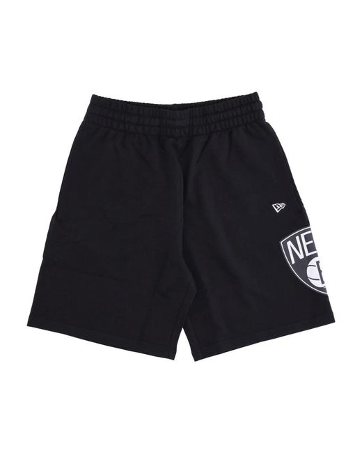 KTZ Fitness ,Zwart ,Katoen Brooklyn Nets Logo Zwarte Shorts in het Black voor heren