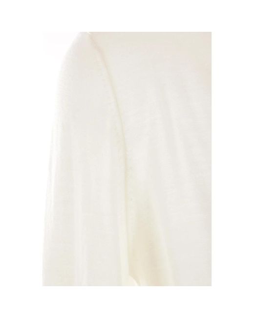 Chloé White Ivory woll-cardigan mit gerippten kanten und passendem gürtel