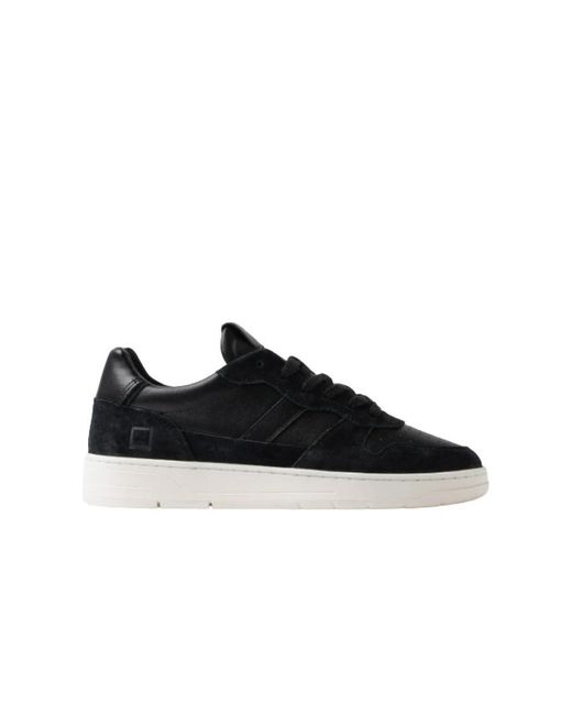 Date Schoenen ,Zwart ,Zwarte Court Sneakers Basic in het Black voor heren