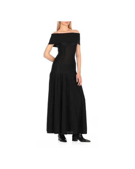 Khaite Black Schwarzes wollkleid gerader ausschnitt ärmellos