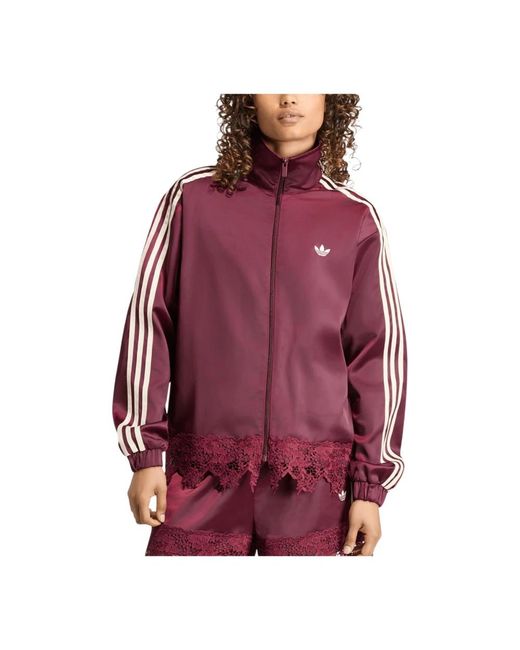 Adidas Satin Lace Firebird Track Top Loose in het Red