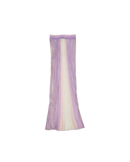 Missoni Purple Elastischer Maxi-Rock Mit Geripptem Design