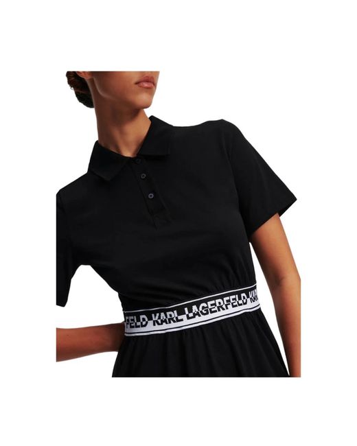 Karl Lagerfeld Black Logo tape hemdkleid in schwarz