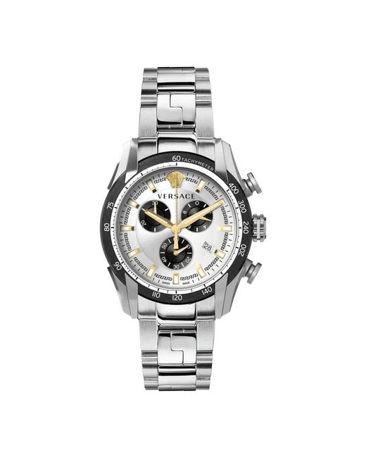 Versace V-ray chronograph edelstahl armbanduhr in Metallic für Herren
