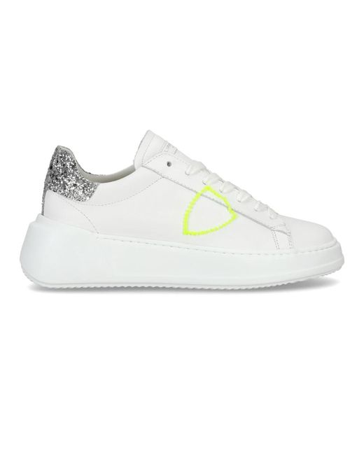 Philippe Model White Silber weiße leder sneakers casual