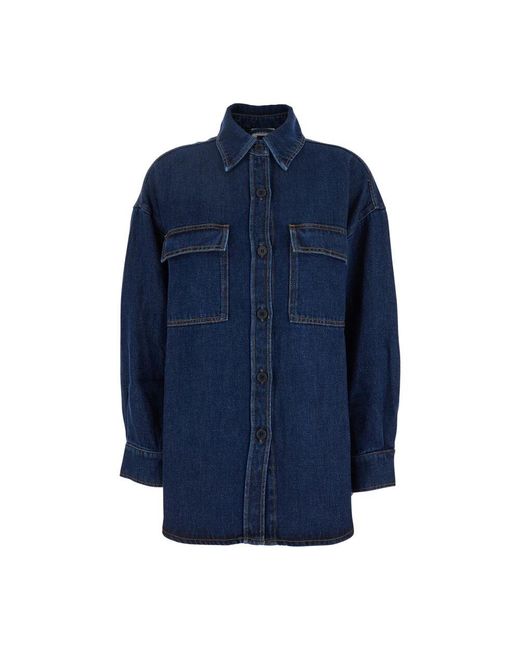P.A.R.O.S.H. Blue Blaue jeansjacke mit aufgesetzten taschen
