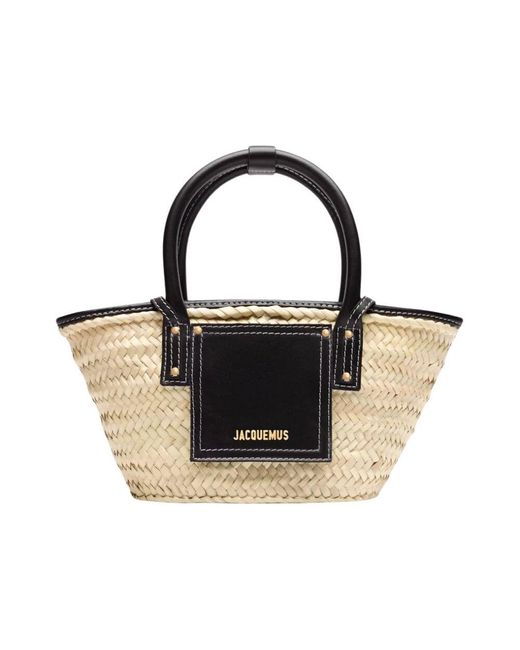 Jacquemus Black Schwarze Stroh Korb Tasche