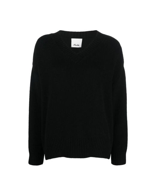 Allude Truien & Vesten ,Zwart ,V-Hals Trui in het Black