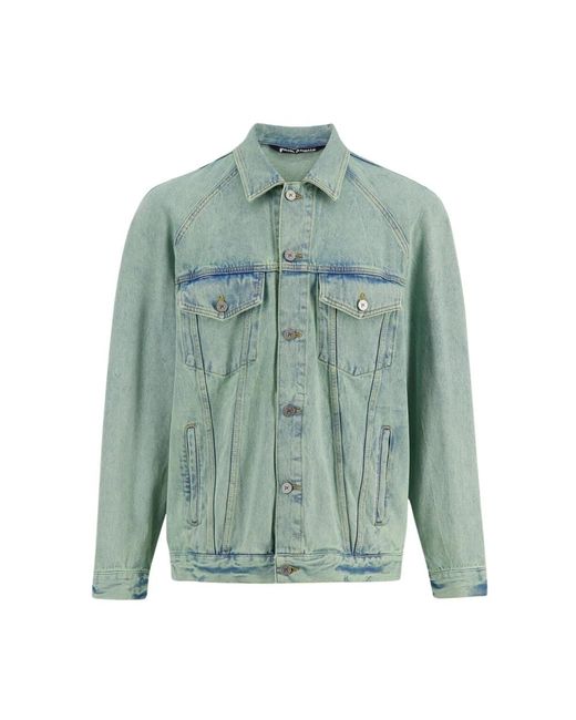 Palm Angels Green Denim Jackets for men